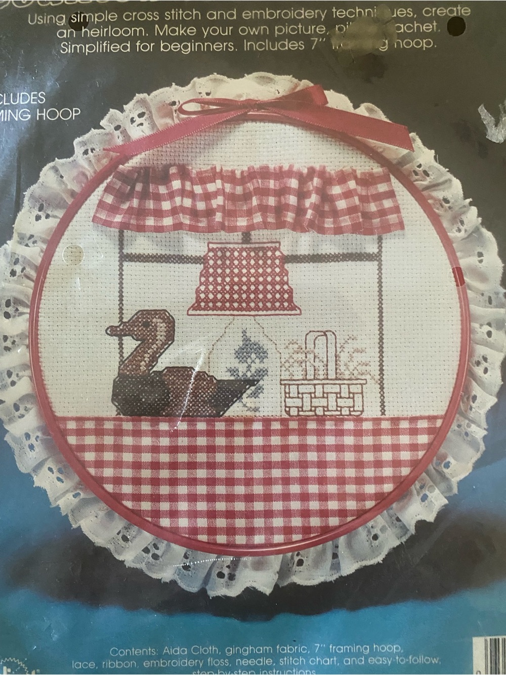 Valia Counted Cross Stitch Kit with Red and White Gingham